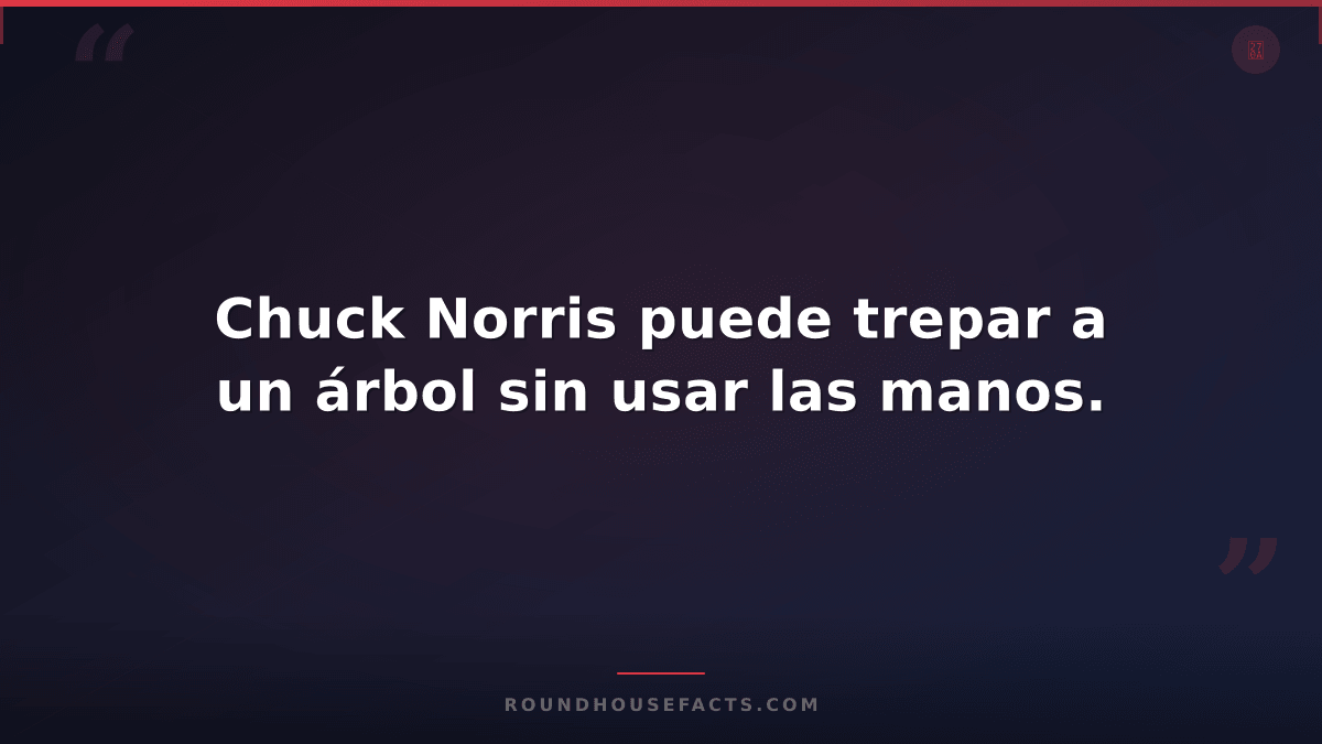 Chuck Norris Fact — Chuck Norris puede trepar a un árbol sin usar las manos.