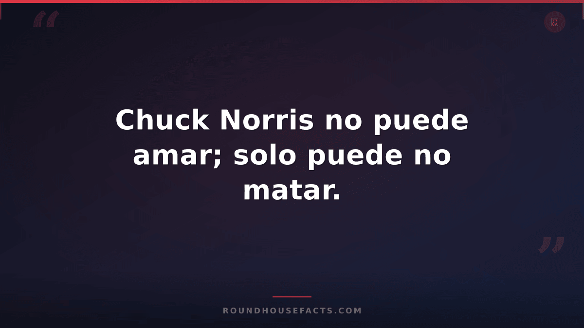 Chuck Norris Fact — Chuck Norris no puede amar; solo puede no matar.