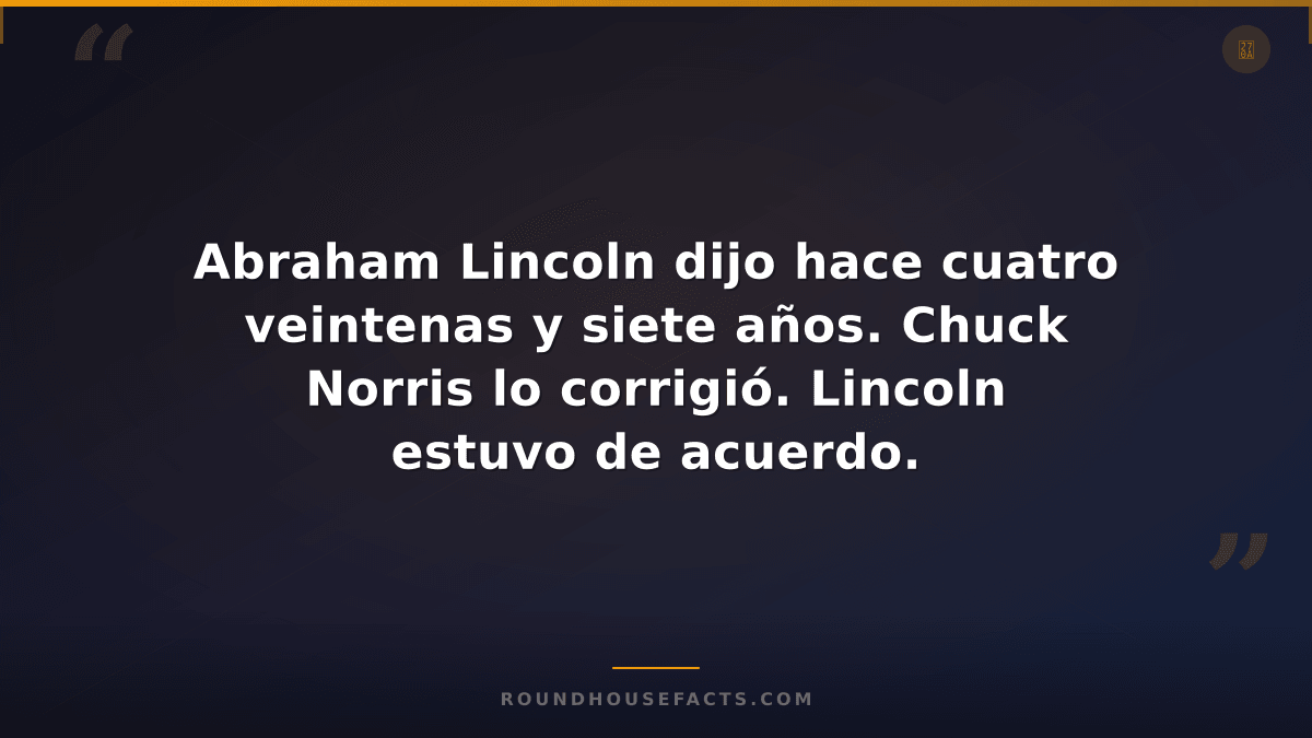 Chuck Norris Fact — Abraham Lincoln dijo hace cuatro veintenas y siete años. Chu