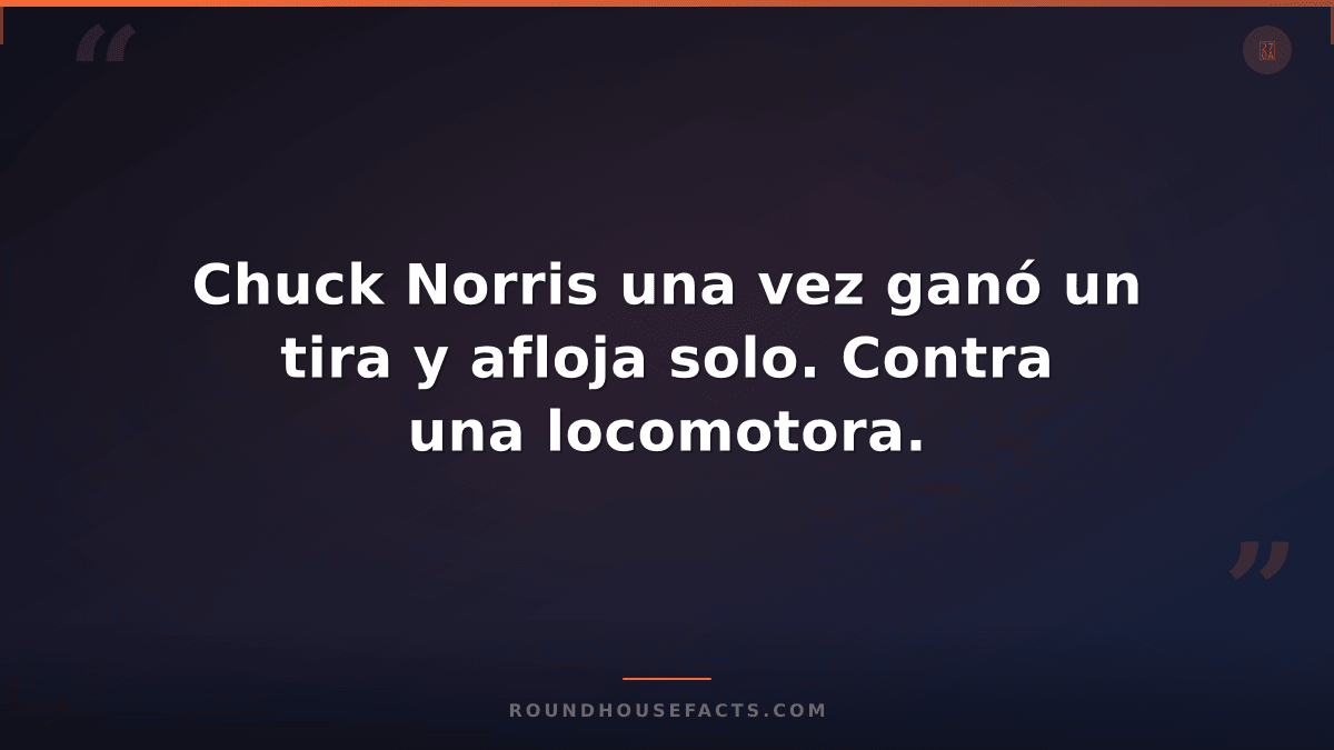 Chuck Norris Fact — Chuck Norris una vez ganó un tira y afloja solo. Contra una