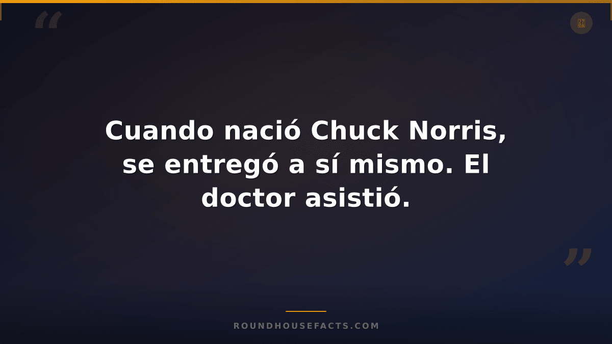 Chuck Norris Fact — Cuando nació Chuck Norris, se entregó a sí mismo. El doctor