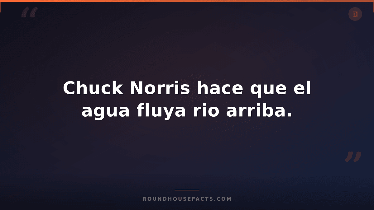 Chuck Norris Fact — Chuck Norris hace que el agua fluya rio arriba.