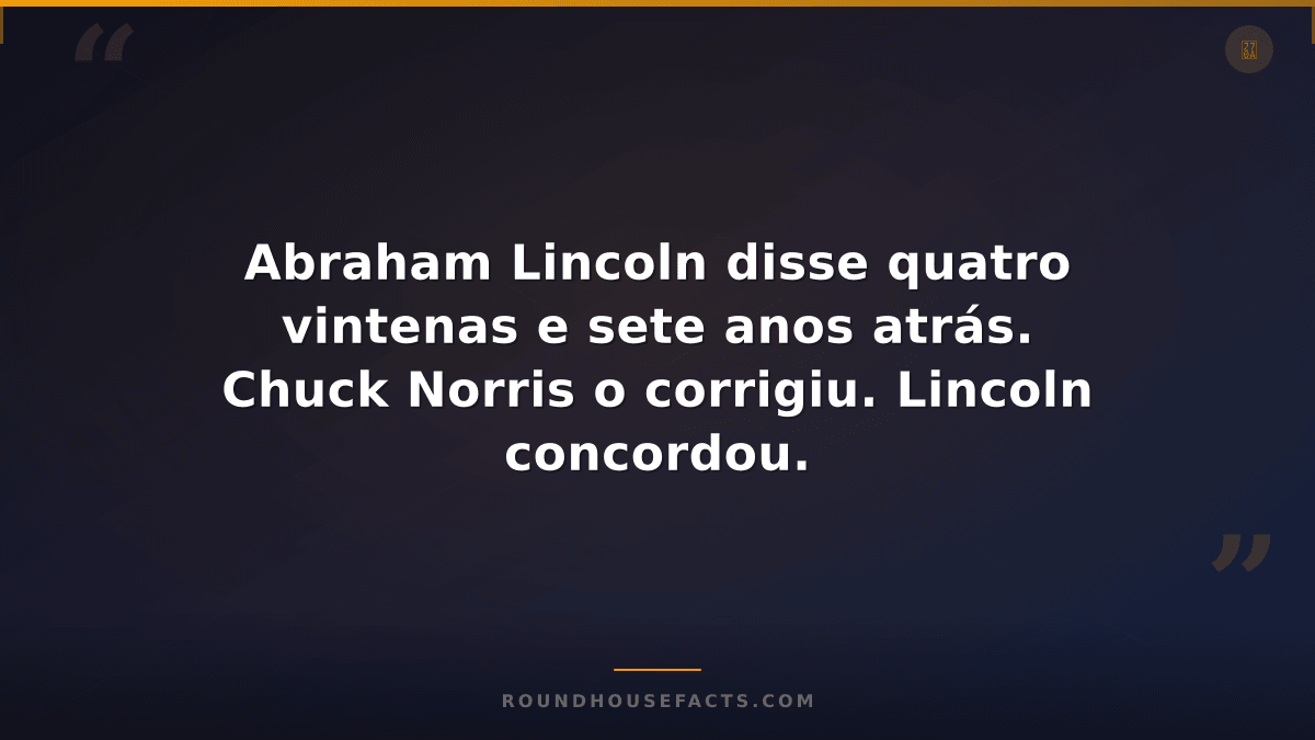 Chuck Norris Fact — Abraham Lincoln disse quatro vintenas e sete anos atrás. Chu