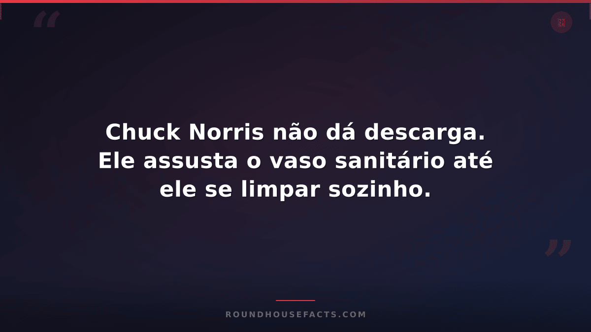 Chuck Norris Fact — Chuck Norris não dá descarga. Ele assusta o vaso sanitário a